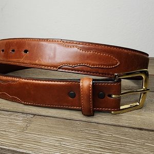 3D Men's Brown Leather Belt. 1013GENUINE leather. Size;38.